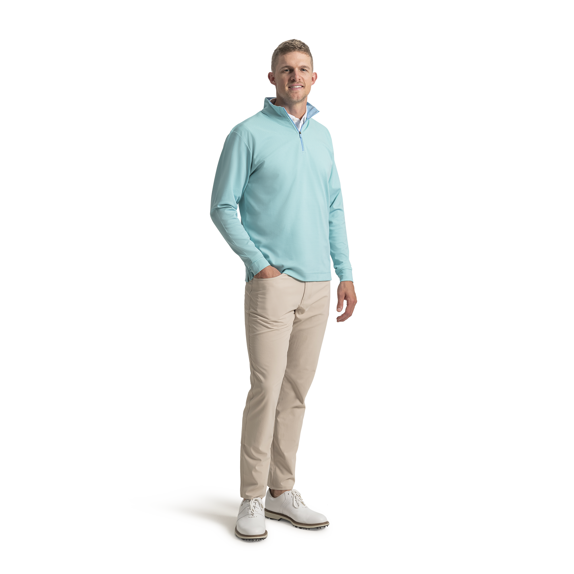 Quarter-Zip Ottoman Stripe Knit