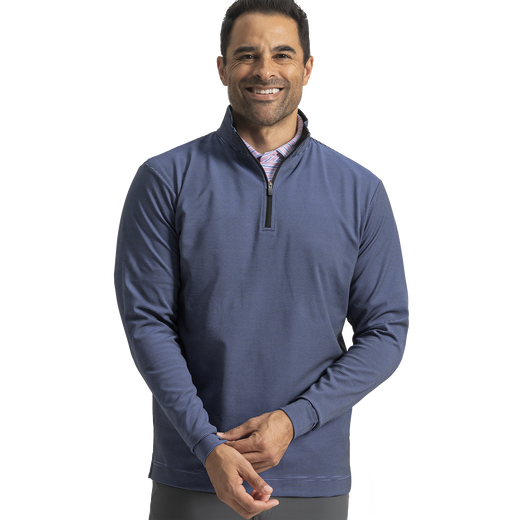 Quarter-Zip Ottoman Stripe Knit-Previous Season Style