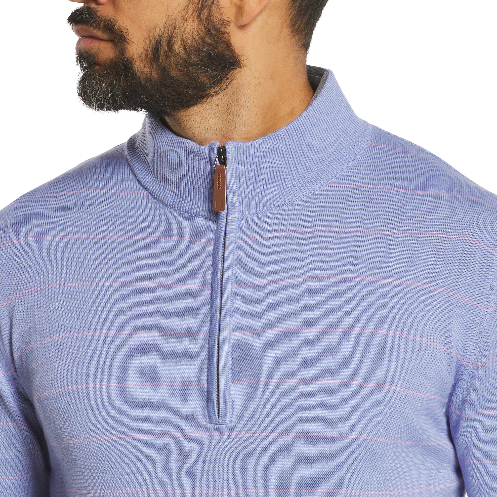 Wool Heather Stripe Quarter-Zip Sweater