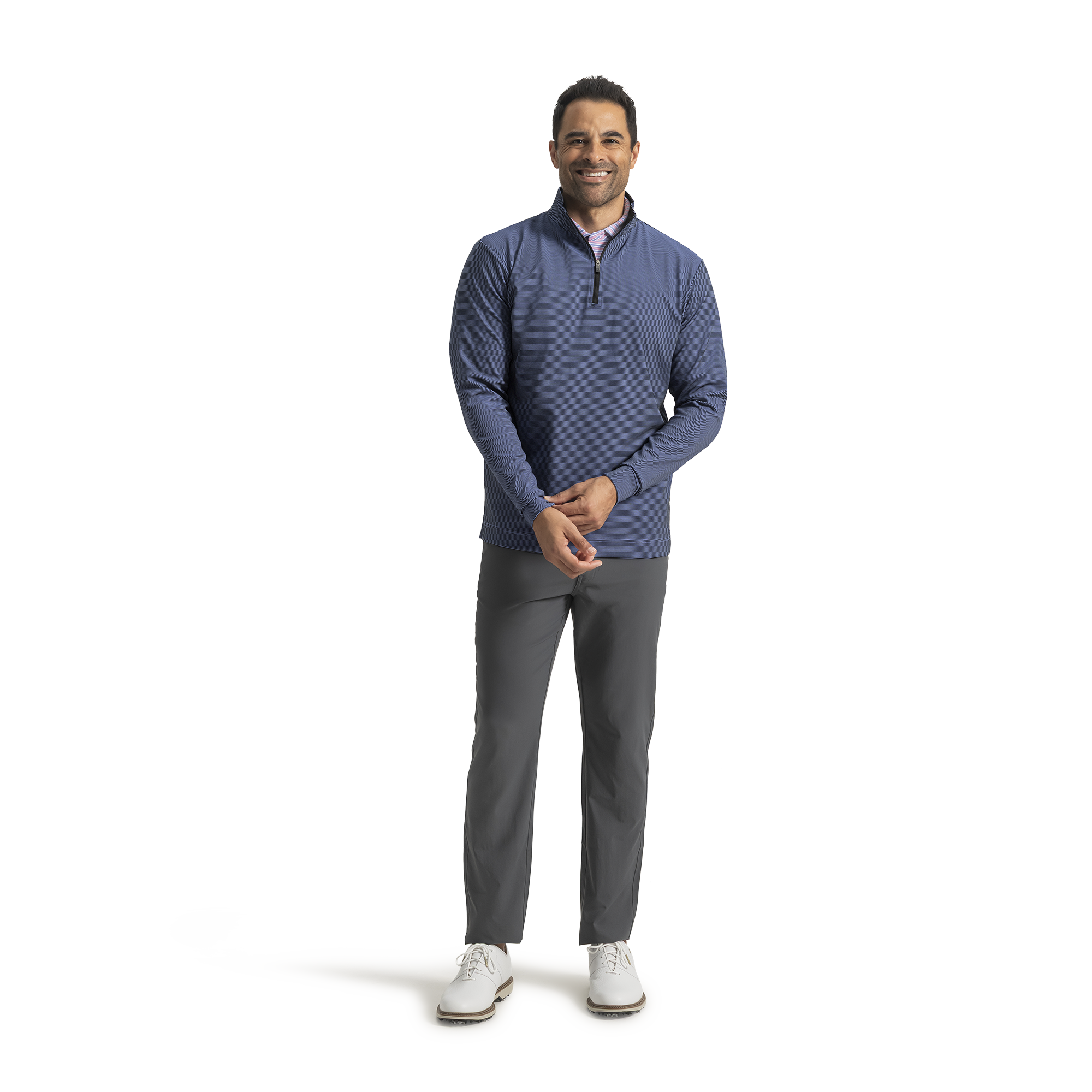 Quarter-Zip Ottoman Stripe Knit