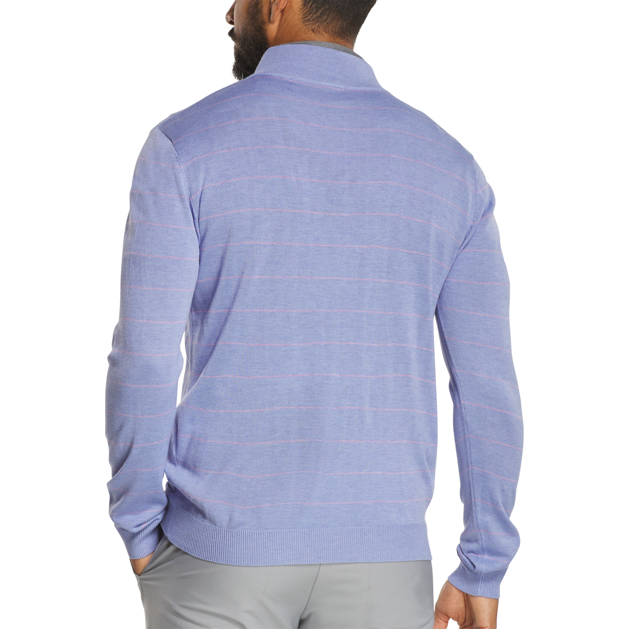 Wool Heather Stripe Quarter-Zip Sweater
